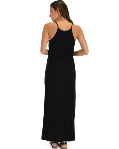 Lyss Loo Cherish The Day Black Maxi Dress With Cinched Waist - Clothing Showroom