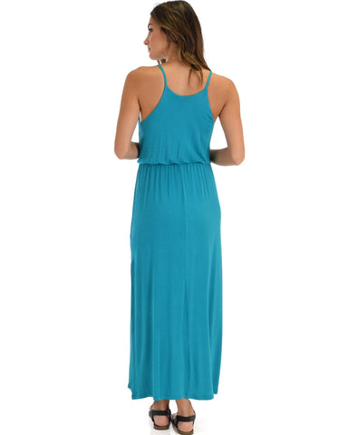 Lyss Loo Cherish The Day Teal Maxi Dress With Cinched Waist - Clothing Showroom