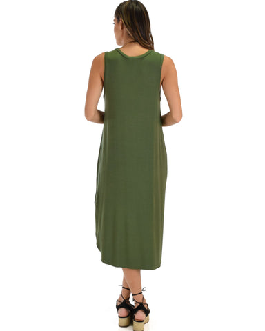 Lyss Loo Mood And Melody Side Slit Olive T-Shirt Dress - Clothing Showroom