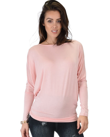 Lyss Loo Contemporary Long Sleeve Pink Dolman Tunic Top - Clothing Showroom