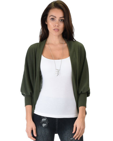 Lyss Loo Comin' Up Cozy Olive Long Sleeve Cocoon Cardigan - Clothing Showroom