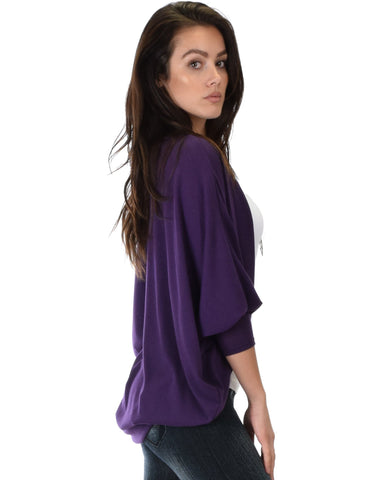 Lyss Loo Comin' Up Cozy Purple Long Sleeve Cocoon Cardigan - Clothing Showroom