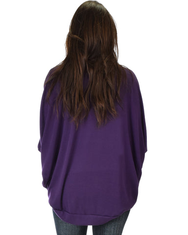 Lyss Loo Comin' Up Cozy Purple Long Sleeve Cocoon Cardigan - Clothing Showroom
