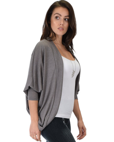 Lyss Loo Comin' Up Cozy Taupe Long Sleeve Cocoon Cardigan - Clothing Showroom