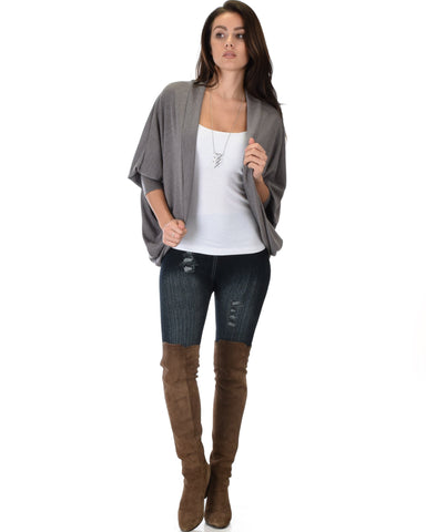 Lyss Loo Comin' Up Cozy Taupe Long Sleeve Cocoon Cardigan - Clothing Showroom