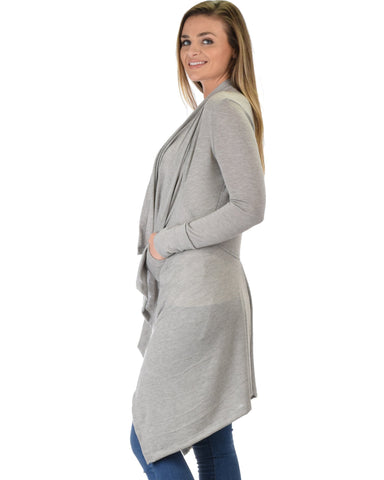 Lyss Loo Good Natured Cozy Grey Sweater Cardigan - Clothing Showroom