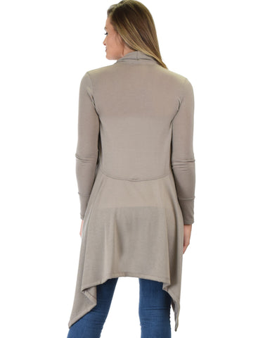 Lyss Loo Good Natured Cozy Taupe Sweater Cardigan - Clothing Showroom