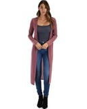 Lyss Loo Cover Me Up Long-line Marsala Hooded Cardigan - Clothing Showroom