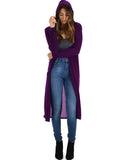 Lyss Loo Cover Me Up Long-line Purple Hooded Cardigan - Clothing Showroom
