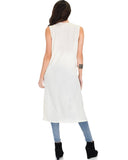 Lyss Loo Cover Me Up Long-line Ivory Cardigan Vest With Pockets - Clothing Showroom