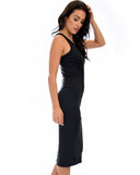 Lyss Loo Hourglass Bodycon Black Midi Dress - Clothing Showroom