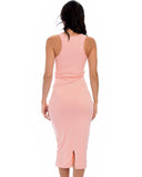 Lyss Loo Hourglass Bodycon Pink Midi Dress - Clothing Showroom