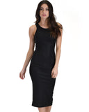 Lyss Loo Hourglass Bodycon Black Pattern Midi Dress - Clothing Showroom