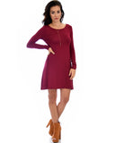 Lyss Loo Shift & Shout Long Sleeve Burgundy Tunic Dress - Clothing Showroom