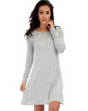 Lyss Loo Shift & Shout Long Sleeve Grey Tunic Dress - Clothing Showroom