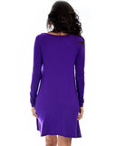 Lyss Loo Shift & Shout Long Sleeve Purple Tunic Dress - Clothing Showroom
