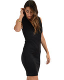 Lyss Loo Cocktail Hour V-Neck Black Bodycon Dress - Clothing Showroom