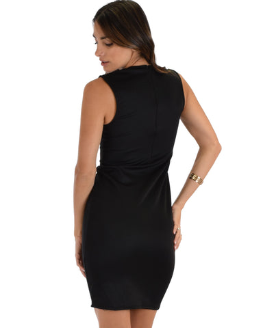 Lyss Loo Cocktail Hour V-Neck Black Bodycon Dress - Clothing Showroom