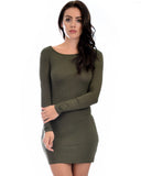 Lyss Loo Comeback Baby Long Sleeve Olive Bodycon Dress - Clothing Showroom