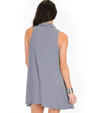 Lyss Loo Olivia Tank Striped Navy Shift Dress - Clothing Showroom