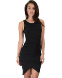 Lyss Loo Take Me Out Ruched Bodycon Black Midi Dress - Clothing Showroom