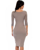 True 2 You 3/4 Sleeve Body-con Midi Dress