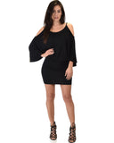 Lyss Loo Game Changer Cold Shoulder Black Dolman Dress - Clothing Showroom