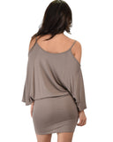Lyss Loo Game Changer Cold Shoulder Taupe Dolman Dress - Clothing Showroom