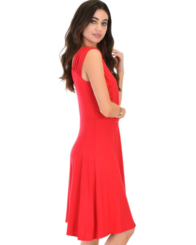 Lyss Loo Little Lover Ruched Red Skater Dress - Clothing Showroom