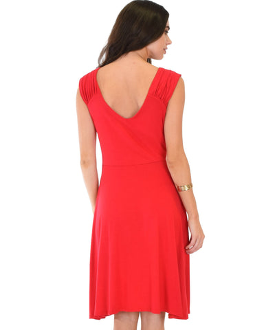 Lyss Loo Little Lover Ruched Red Skater Dress - Clothing Showroom