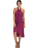 Lyss Loo Wrap Star Halter Berry Midi Wrap Dress - Clothing Showroom