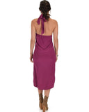 Lyss Loo Wrap Star Halter Berry Midi Wrap Dress - Clothing Showroom