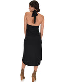 Lyss Loo Wrap Star Halter Black Midi Wrap Dress - Clothing Showroom