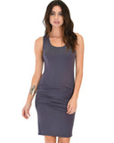 Lyss Loo Timeless Hourglass Ruched Charcoal Bodycon Dress - Clothing Showroom