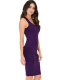 Lyss Loo Timeless Hourglass Ruched Purple Bodycon Dress - Clothing Showroom