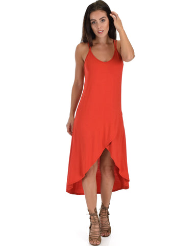 Lyss Loo All Wrapped Up Strappy Rust Wrap Dress - Clothing Showroom