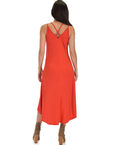 Lyss Loo All Wrapped Up Strappy Rust Wrap Dress - Clothing Showroom