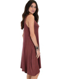Lyss Loo Cross Back Sleeveless Marsala Dress With Pockets - Clothing Showroom