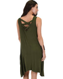 Lyss Loo Cross Back Sleeveless Olive Dress With Pockets - Clothing Showroom
