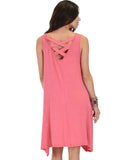 Lyss Loo Cross Back Sleeveless Pink Dress With Pockets - Clothing Showroom