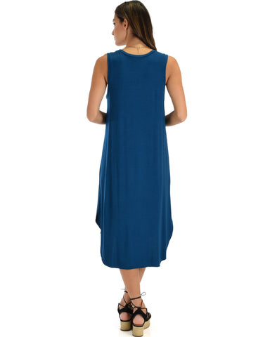 Lyss Loo Mood And Melody Side Slit Teal T-Shirt Dress - Clothing Showroom
