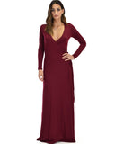 Lyss Loo Celestial Long Sleeve Burgundy Wrap Maxi Dress - Clothing Showroom