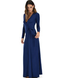 Lyss Loo Celestial Long Sleeve Navy Wrap Maxi Dress - Clothing Showroom