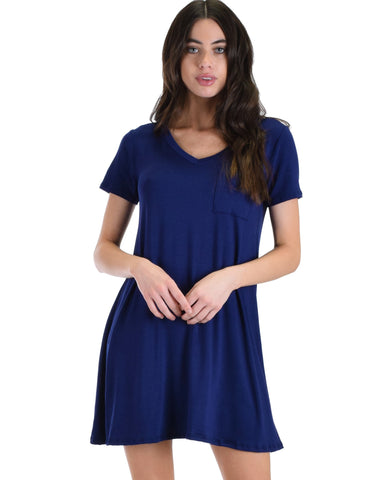Lyss Loo Better Together Navy Shirt Tunic Dress With Pocket - Clothing Showroom