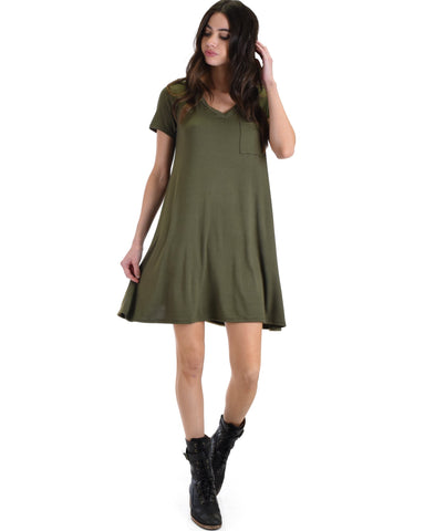 Lyss Loo Better Together Olive Shirt Tunic Dress With Pocket - Clothing Showroom