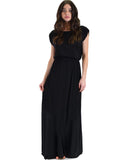Lyss Loo Timeless Black Maxi Dress With Elastic Waist & Side Slit - Clothing Showroom