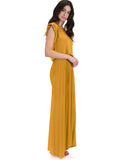 Lyss Loo Timeless Mustard Maxi Dress With Elastic Waist & Side Slit - Clothing Showroom