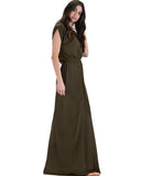 Lyss Loo Timeless Olive Maxi Dress With Elastic Waist & Side Slit - Clothing Showroom