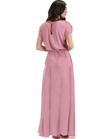 Lyss Loo Timeless Rose Maxi Dress With Elastic Waist & Side Slit - Clothing Showroom