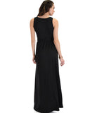 Lyss Loo All Mine Sleeveless Crossover Black Wrap Maxi Dress - Clothing Showroom